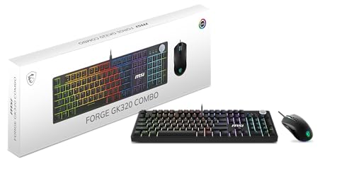MSI Forge GK320 Combo RED US Ensemble clavier et souris RVB 26 touches anti-ghosting, capteur optique 12800 DPI