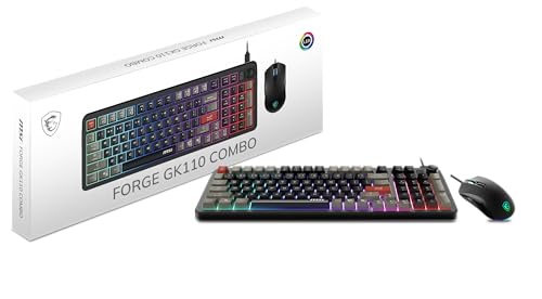 MSI Forge GK110 Combo US Ensemble Clavier et Souris RVB 26 Touches Anti-ghosting, capteur Optique 12800 DPI