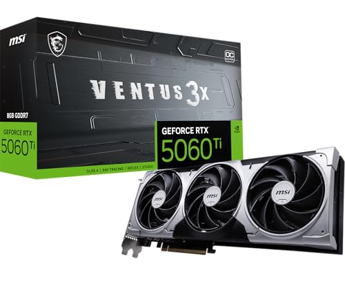 MSI Gaming RTX 5060 Ti 8G Ventus 3X OC Carte Graphique (8 Go GDDR7, 128 Bits, Performances extrêmes 2602 MHz, DisplayPort x3 2.1a, HDMI 2.1b, Architecture NVIDIA Blackwell)