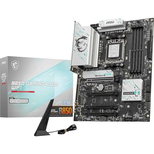 MSI Carte mère B850 Gaming Plus WiFi V1, ATX - Prend en Charge Les processeurs AMD Ryzen 9000 8000 7000, AM5 - DDR5 Memory Boost 8200 MT s (OC), PCIe 5.0 x16 4.0 x16, M.2 Gen5, Wi-FI 7, 5G LAN