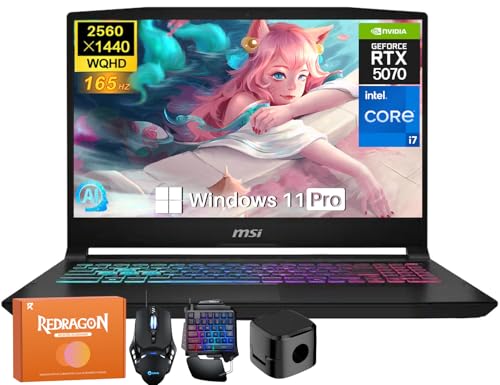 MSI Katana 15HX Ordinateur portable de jeu, NVIDIA GeForce RTX 5070 8 Go GDDR7, 14e génération, Intel i7-14650HX, écran 15,6 165 Hz 2,5K QHD, 64 Go de RAM DDR5, 4 To SSD, RGB KB, Copilot AI, Win 11