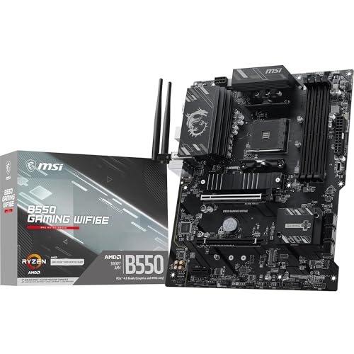 MSI Carte mère B550 Gaming WIFI6E ATX - Prend en charge les processeurs AMD Ryzen 5000 Series, 5000 G-Series, 4000 G-Series et 3000 Series, AM4 - DDR4 Memory Boost 4800 MHz OC, PCIe 4.0 x16, M.2 Gen4