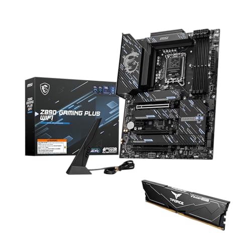 MSI Carte mère WiFi Z890 Gaming Plus, ATX-Supports Core Ultra Series 2 Intel, LGA 1851, DDR5, PCIe 5.0, M.2, SATA, LAN 5 Gbit s, USB C, WiFi 7, Bluetooth 5.4, Thunderbolt 4 RAM DDR5 haute vitesse 16