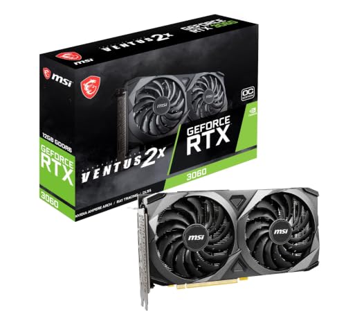 msi Gaming GeForce RTX 3060 Ventus 2X 12G OC V1 Carte Graphique - 15Gbps GDRR6 Boost Clock 1807MHz 192-Bit HDMI DP PCIe 4 Torx Single Fan Ampere