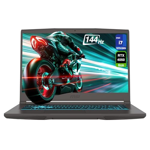 msi Ordinateur portable de jeu Thin 15, Intel Core i7-13620H, 64 Go de RAM DDR4, SSD PCIe de 2 To, écran FHD 15,6 (1920 x 1080) 144 Hz, Nvidia G-Force RTX 4050, clavier rétroéclairé, W11 Home, noir