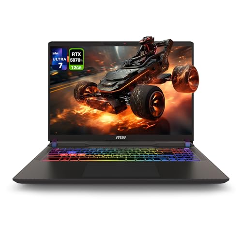 MSI Vector 16 HX AI Ordinateur portable de jeu, Intel Ultra 7-255HX, 16 Go de RAM DDR5, 512 Go PCIe SSD, 16 pouces FHD (1920 x 1200) 144 Hz, Nvidia G-Force RTX 5070Ti, clavier RVB 24 zones, W11 Home