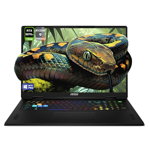 MSI Vector A18 HX Ordinateur portable de jeu, AMD Ryzen 9-9955HX, 64 Go de RAM DDR5, 4 To PCIe SSD, 18 po QHD (2560 x 1600) 240 Hz, Nvidia G-Force RTX 5070Ti, clavier RVB 24 zones, W11 Pro, gris
