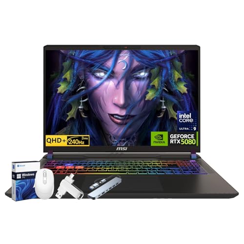 MSI Vector 16 HX AI 400 Ordinateur portable de jeu, NVIDIA RTX 5080 16 Go GDDR7, 16 pouces QHD LCD 240 Hz, Intel Ultra 9 275HX (jusqu'à 5,4 GHz), Thunderbolt 5, 32 Go DDR5, 2 To SSD, Windows 11 Pro