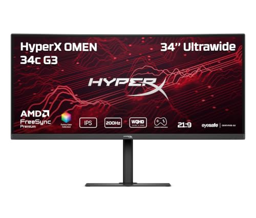 HyperX OMEN Moniteur Gaming incurvé 34 Pouces WQHD 200 Hz - OMEN 34c G3 Euro