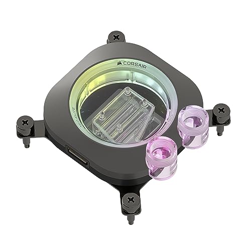 CORSAIR iCUE LINK XC7 RGB ELITE Waterblock pour Processeur - Chambre de Circulation du Flux Transparente - Compatible avec les sockets Intel LGA 1700, AMD AM5 et les sockets plus anciens - Gris Furtif