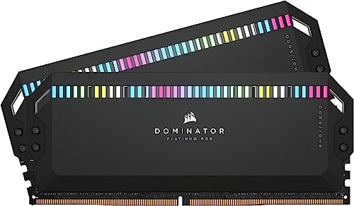 CORSAIR Dominator Platinum RGB DDR5 RAM 32Go (2x16Go) Jusqu'à 6400MHz CL32 Intel XMP 3.0 Mémoire pour Ordinateur de Bureau - Noir (CMT32GX5M2B6400C32)