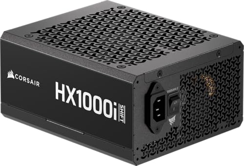 CORSAIR HX1000i Shift Alimentation Haute Performance – Entièrement modulaire, iCUE Link System Hub intégré, Connecteurs montés sur Le côté, Efficacité Platinum, Conforme ATX 3.1 et PCIe 5.1 – Noir