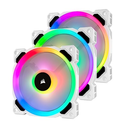 Corsair LL120, LL Series, 120 mm Dual Light Loop RGB LED, PWM, à flux d'air élevé Ventilateur (Pack Triple avec module Lighting Node) - Blanc, 3 x 120mm Ventilateur (Triple Pack)