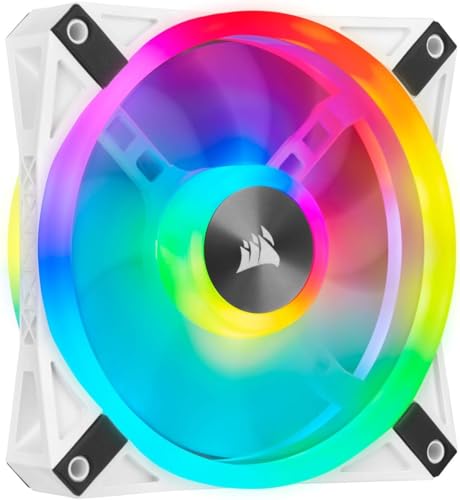 Corsair iCUE QL120 RGB, Ventilateur LED PWM 120 mm (34 LED RGB Paramétrables Individuellement, Allant Jusqu’à 1 500 TR Min, Faible Bruit) Simple Pack - Blanc