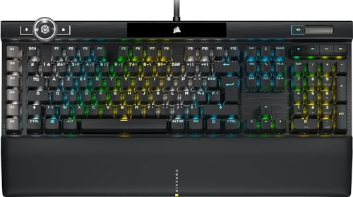 Corsair K100 RGB Clavier Gaming (Switchs Optiques-Mécaniques OPX Ultrarapides et Linéaire, Touches à Double Injection PBT, Intégration Elgato Stream Deck) AZERTY, Noir