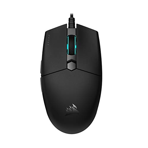 Corsair Katar Pro XT Souris de Jeu Ultra légère - Capteur Optique PixArt 18 K DPI - Éclairage RVB avec molette de défilement - 6 Boutons programmables - Câble paracorde léger, Noir