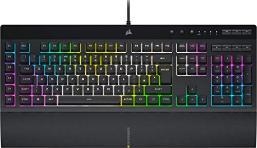 Corsair K55 RGB PRO XT – Rétroéclairage dynamique par touche RVB – Six touches macro avec intégration du logiciel Elgato Stream Deck – IP42 résistant à la poussière et aux éclaboussures