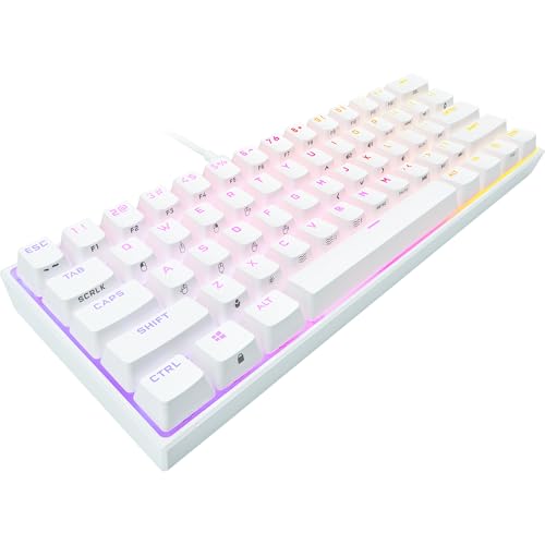 Corsair K65 RGB Mini Clavier de Jeu mécanique 60 (éclairage RVB Personnalisable, Touches Cherry MX Speed Keytops, PBT Double Shot, Technologie AXON) QWERTZ, Blanc
