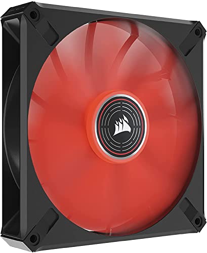 CORSAIR ML140 LED Elite Ventilateur LED rouge à lévitation magnétique de 140 mm avec technologie AirGuide, paquet simple