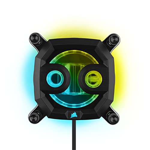 Corsair Hydro X Series XC7 RGB PRO Waterblock pour Processeur Intel LGA 1700, 1200, 115X et Socket AMD AM4 (Plaque Froide en Cuivre Nickelé, Plus de 110 Micro-Ailettes de Refroidissement) Noir
