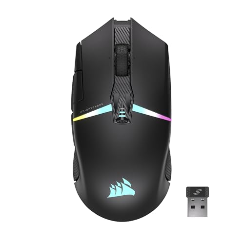 Corsair NIGHTSABRE Wireless RGB FPS MOBA Souris de Jeu - 26 000 DPI - 11 Boutons Programmables - Jusqu'à 100 Heures de Batterie - Compatible iCUE - PC, PS5, PS4, Xbox - Noir