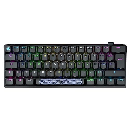 Corsair K70 Pro Mini Wireless RGB 60 Clavier Mécanique de Jeu - Commutateurs Cherry MX Red - Capuchons de Touches PBT Double-Shot - Compatible iCUE - PC, Mac, PS5, PS4, Xbox - AZERTY FR - Noir