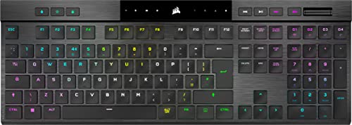CORSAIR K100 AIR WIRELESS RGB Clavier de jeu mécanique ultra fin - Switchs tactiles CHERRY MX à profil bas - Bluetooth à faible latence - Compatible iCUE - PC, Mac, PS5, PS4, Xbox - QWERTY