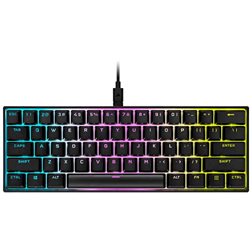 Corsair K65 RGB Mini 60 Clavier mécanique Filaire pour Jeux - Interrupteurs Cherry MX Rouge - Claviers PBT Double-Shot - Compatible avec iCUE - QWERTY ES - PC, Mac, Xbox - Noir