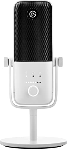 Elgato Wave 3 White - Micro à condensateur USB de qualité studio pour streaming, podcasts, gaming, télétravail, logiciel de mixage gratuit, plug-ins d'effets, anti-distorsion, plug play sur Mac, PC