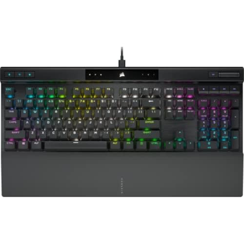 Corsair K70 PRO RGB Clavier de jeu optique-mécanique – Commutateurs linéaires OPX, touches PBT double coup, hyper-polling 8 000 Hz, repose-paume magnétique doux au toucher, disposition NA, QWERTY –