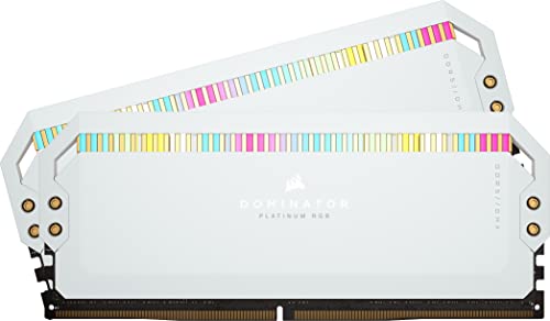 CORSAIR Dominator Platinum RGB DDR5 RAM 32Go (2x16Go) 5200MHz CL40 Intel XMP Compatible iCUE Mémoire d'Ordinateur - Blanc (CMT32GX5M2B5200C40W)