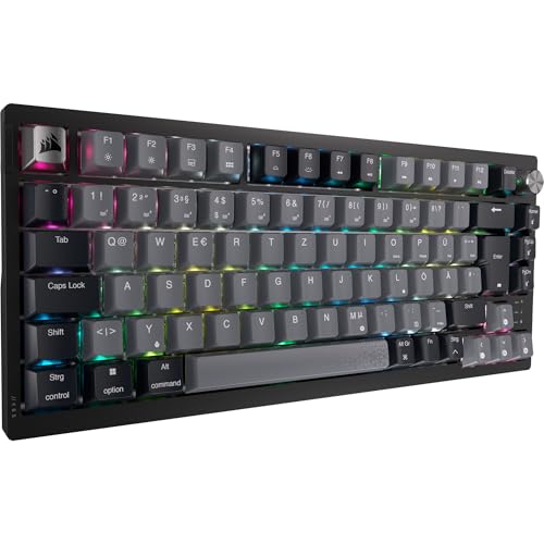 Corsair K65 Plus Clavier de Jeu mécanique sans Fil 75 RVB remplaçable à Chaud - Switches linéaires MLX Red pré-lubrifiés - Vaporisation sonore Double Couche - Keycaps PBT - QWERTZ DE - Noir
