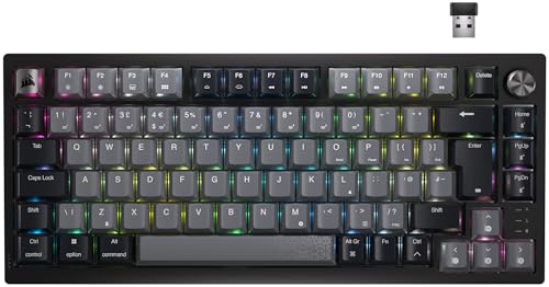 Corsair K65 Plus Clavier de Jeu mécanique sans Fil 75 RVB remplaçable à Chaud - Commutateurs linéaires Rouges Corsair MLX pré-lubrifiés - Montage sur Le Dessus - Amortissement du Son Double Couche -