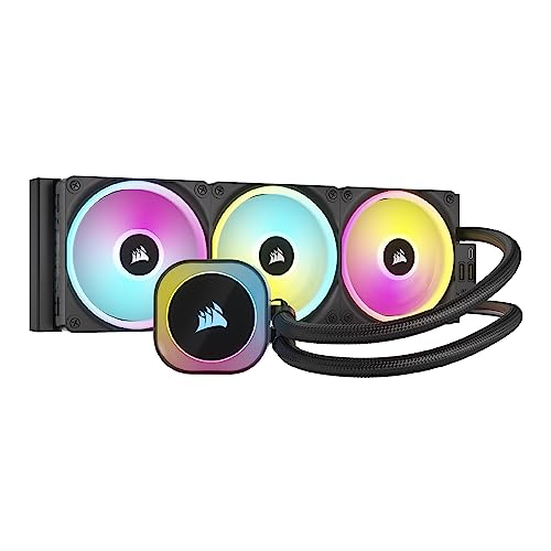 CORSAIR iCUE Link H150i RGB Liquid CPU Cooler - 360mm AIO - Ventilateurs QX120 RGB - Convient à Intel® LGA 1700, AMD® AM5 - Hub Système iCUE Link Inclus - Noir