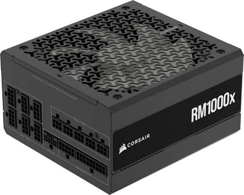 Corsair RM1000x Alimentation ATX Entièrement Modulaire Faible Bruit Compatible avec ATX 3.1 Compatible PCIe 5.1 Cybenetics Gold Efficacité Connecteur 12V 2x6 Noir