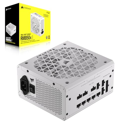 Corsair RM850x SHIFT Alimentation ATX Entièrement Modulaire - Interface Latérale Modulaire - Compliant ATX 3.1 PCIe 5.1 - Condensateurs Évalués à 105°C - Efficacité 80 PLUS Gold - Blanc