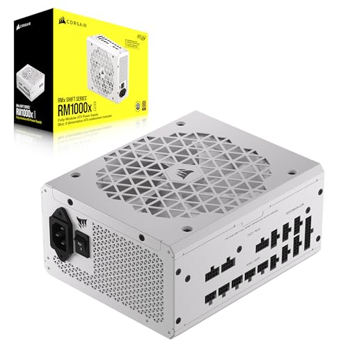 Corsair RM1000x SHIFT Alimentation ATX Entièrement Modulaire - Interface Latérale Modulaire - Compliant ATX 3.1 PCIe 5.1 - Condensateurs Évalués à 105°C - Efficacité 80 PLUS Gold - Blanc