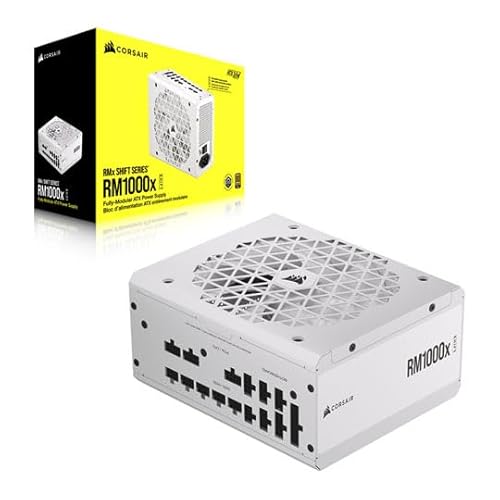Corsair RM1000x Shift Bloc d'alimentation ATX entièrement modulaire - 80 Plus Gold - ATX 3.1 - PCIe 5.1 - Zero RPM - Interface latérale modulaire - Blanc