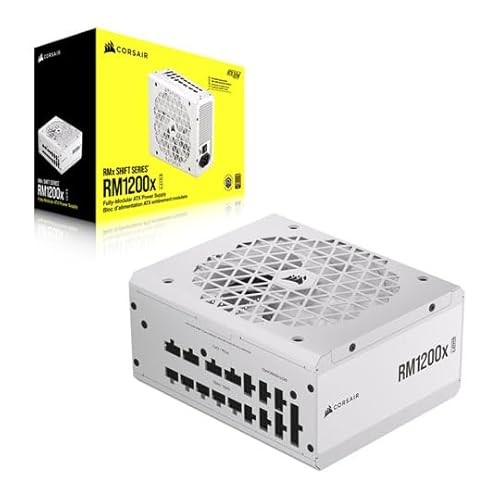 Corsair RM1200x Shift Bloc d'alimentation ATX entièrement modulaire – 80 Plus Gold – ATX 3.1 – PCIe 5.1 – Zero RPM – Interface latérale modulaire – Blanc