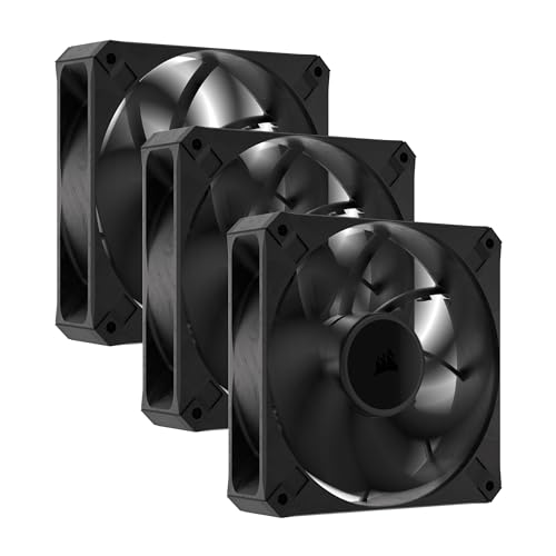 CORSAIR RS120 Max PWM Ventilateurs Épais de 120 mm – Pression Statique Élevée – Conception en Polymère à Cristaux Liquides – Lot de Trois – Noir
