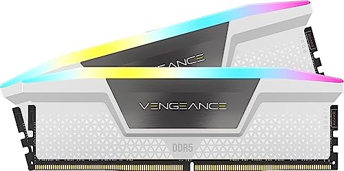 CORSAIR Vengeance RGB DDR5 RAM 32Go (2x16Go) 6400MHz CL36 Intel XMP Compatible iCUE Mémoire d'Ordinateur - Blanc (CMH32GX5M2B6400C36W)
