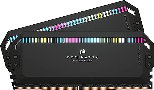 CORSAIR Dominator Platinum RGB DDR5 RAM 64Go (2x32Go) Jusqu'à 6000MHz CL30 Intel XMP 3.0 Mémoire pour Ordinateur de Bureau - Noir (CMT64GX5M2B6000C30)