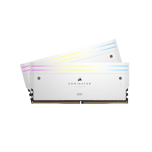 CORSAIR Dominator Titanium RGB DDR5 RAM 32Go (2x16Go) DDR5 Jusqu'à 6000MHz CL30 Intel XMP 3.0 Mémoire pour Ordinateur de Bureau - Blanc (CMP32GX5M2B6000C30W)