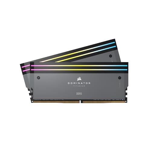 CORSAIR Dominator Titanium RGB DDR5 RAM 64Go (2x32Go) Jusqu'à 6000MHz CL30 AMD Expo Intel XMP 3.0 Mémoire pour Ordinateur de Bureau - Gris (CMP64GX5M2B6000Z30)