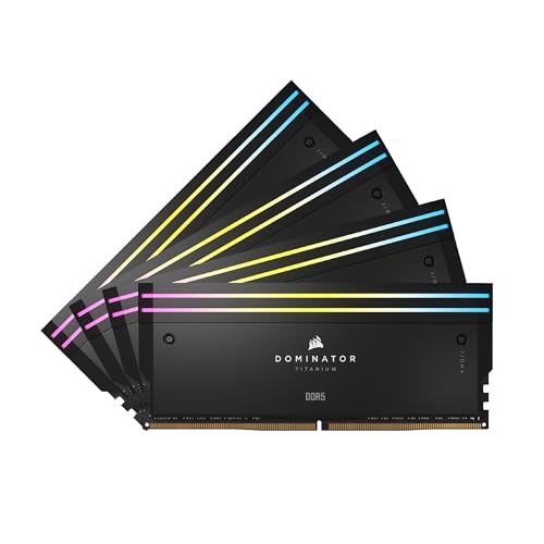 CORSAIR Dominator Titanium RGB DDR5 RAM 64Go (4x16Go) DDR5 Jusqu'à 6400MHz CL32 Intel XMP 3.0 Mémoire pour Ordinateur de Bureau - Noir (CMP64GX5M4B6400C32)