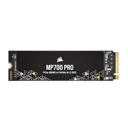 Corsair MP700 Pro 4 to M.2 PCIe Gen5 x4 NVMe 2.0 SSD - M.2 2280 - Jusqu'à 12 400 Mo s en Lecture Séquentielle - TLC NAND Haute Densité - Noir