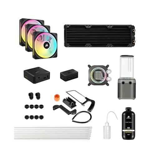 CORSAIR Hydro X Series iCUE Link XH405i Kit de Watercooling Personnalisé – Waterblock pour Processeur XC7 Elite – Pompe Réservoir D5 XD5 Elite – 3 Ventilateurs RGB QX120 – Gris Furtif