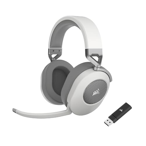Corsair HS65 Wireless Casque Gaming - Faible Latence 2,4 Ghz sans Fil ou Bluetooth, Son Surround Dolby® Audio 7.1, Légère, Microphone Omnidirectionnel, Commandes Audios Accessibles - Blanc