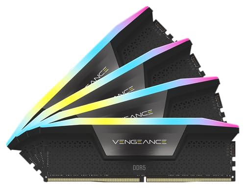 CORSAIR Vengeance RGB DDR5 RAM 128Go (4x32Go) Jusqu'à 5600MHz CL40 Intel XMP 3.0 Mémoire pour Ordinateur de Bureau - Noir (CMH128GX5M4B5600C40)