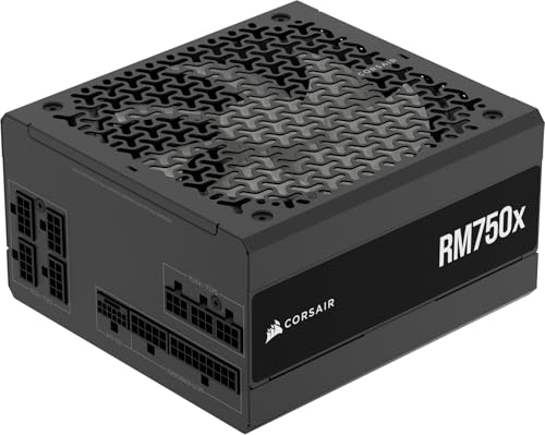 Corsair Bloc d'alimentation RM750x ATX entièrement modulaire à Faible Bruit ATX 3.1 Compatible PCIe 5.1, Cybenetics Gold Efficiency, Prise 12 V, 2 x 6, Noir